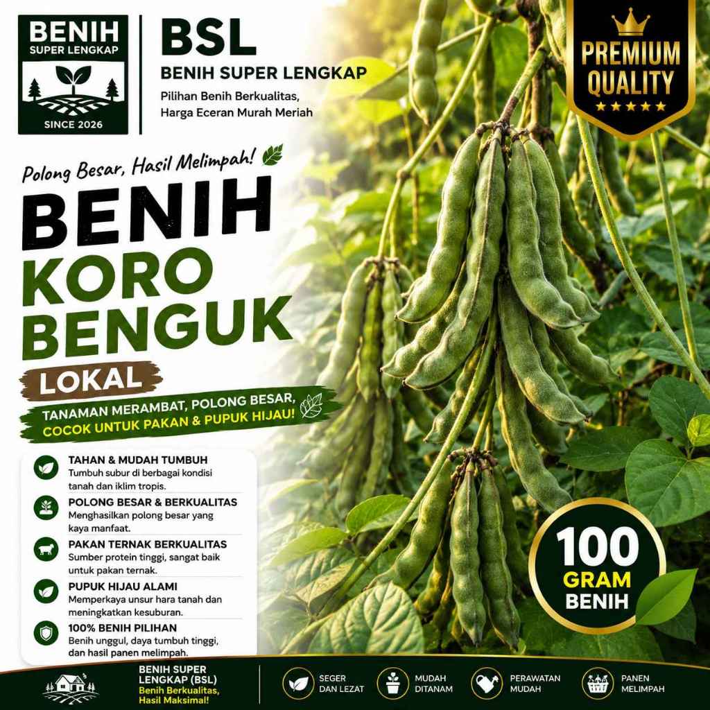 ( 100 Gram ) Benih Biji LCC Koro Benguk | Mucuna Cochinchinensis | UKI BIBIT