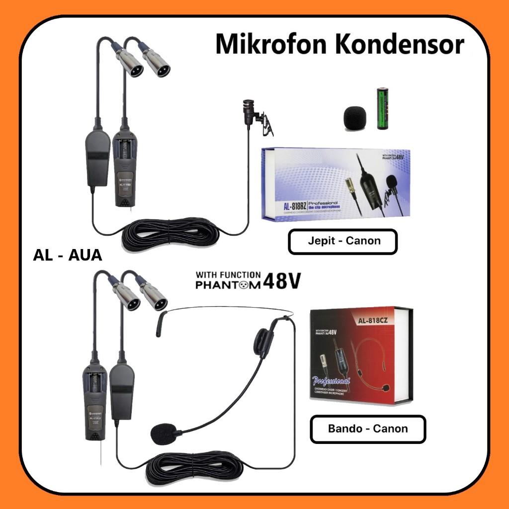 AUTO NET Mic Jepit Condenser headset Microphone JACK CANON PHANTOM 48V - MIC BANDO KANCING Murah MA 