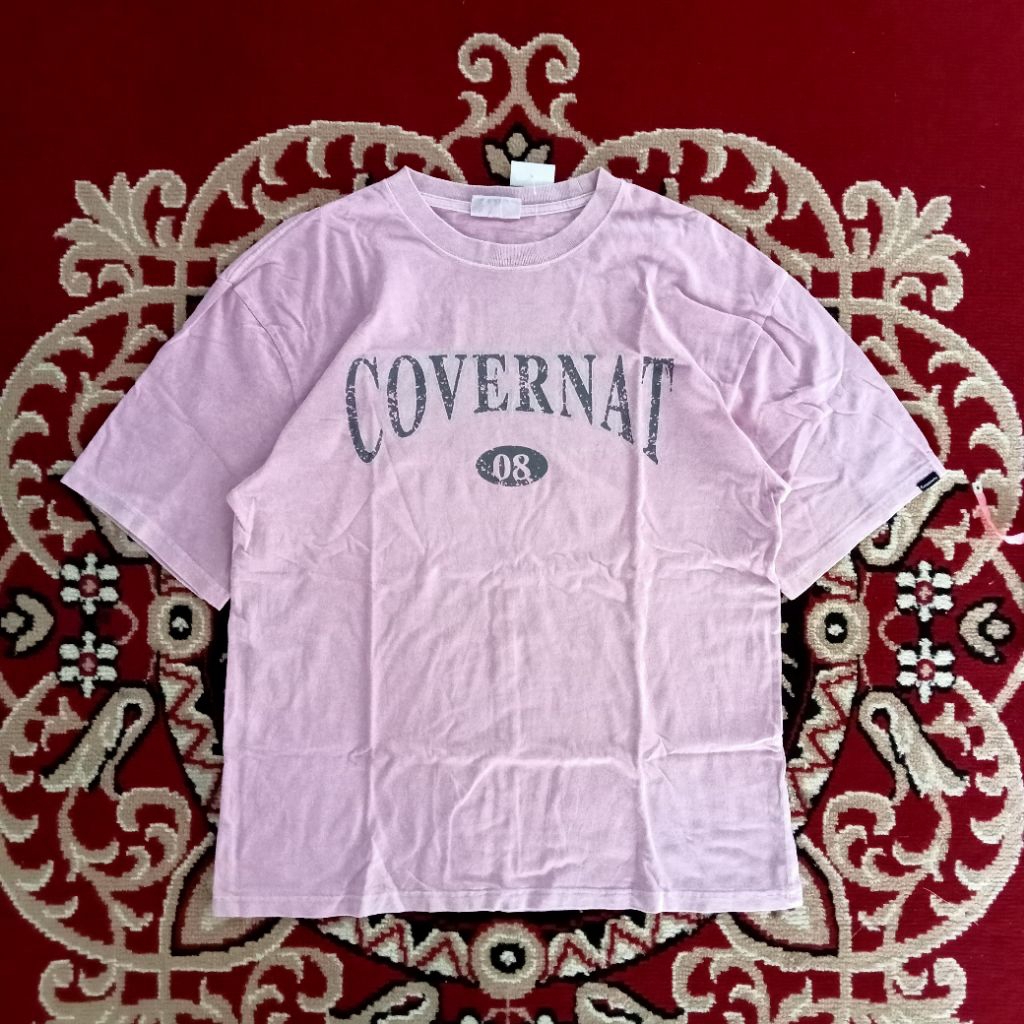 Covernat Big Script Tshirt Pink Washed Kaos Lengan Pendek