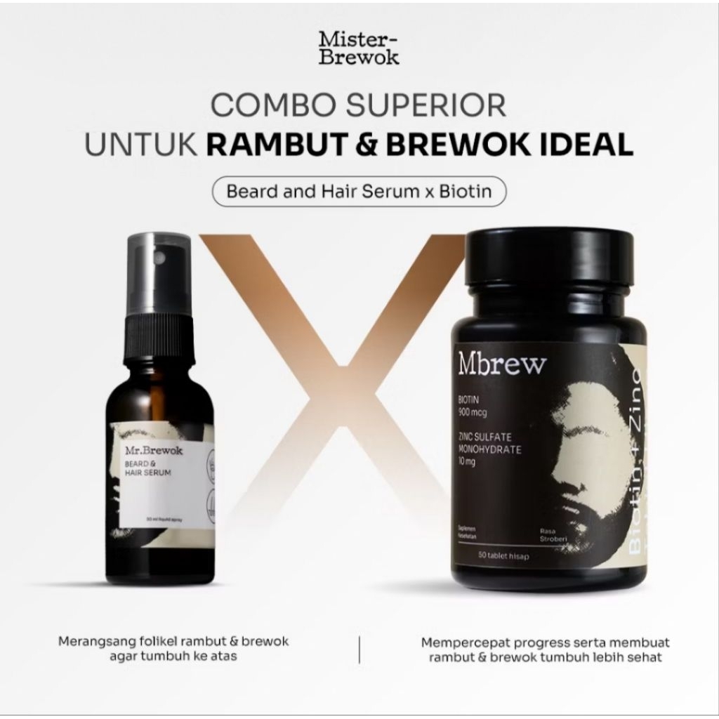 PAKET RAMBUT BREWOK BIOTIN MISTERBREWOK SUPLEMEN RAMBUT B7 + ZINC