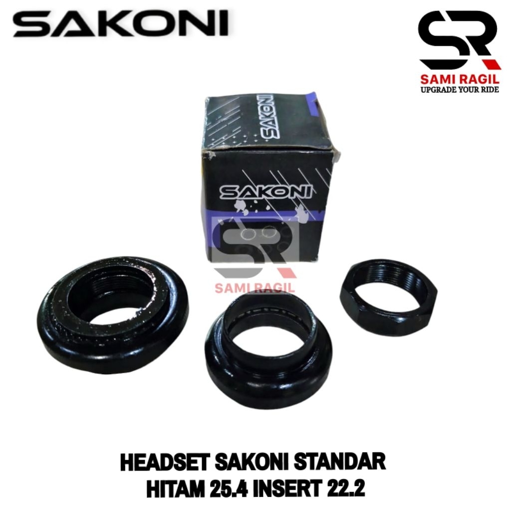 HEADSET SAKONI STANDAR HITAM KOM FORK SEPEDA MTB BMX ANAK FEDERAL BALAP FIXIE 25.4 INSERT 22.2 POROK