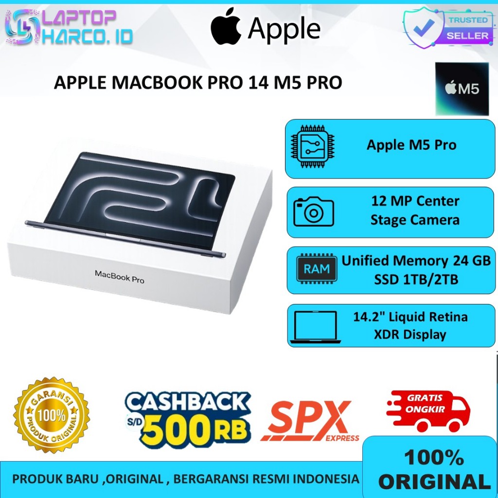 APPLE MACBOOK PRO 14 M5 PRO [24GB + 1TB/2TB] GARANSI RESMI INDONESIA