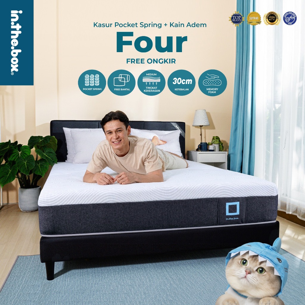[PROMO] Mattress IN THE BOX Four Kasur Spring Bed 30 cm Sensasi Dingin dan Memory Foam System Pegas 