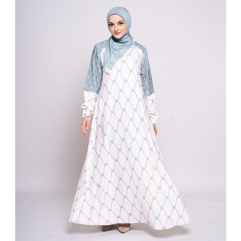 Shalu Nisabila - Chiara Dress Gamis Syari Printing Monogram Premium Pakaian Muslim Wanita