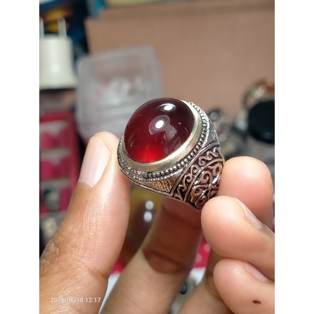 batu cincin red garnet black mamba