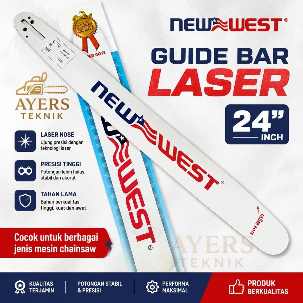 GUIDE BAR 24 INCH NEW WEST BAR CHAINSAW / SENSO NEW WEST ORIGINAL