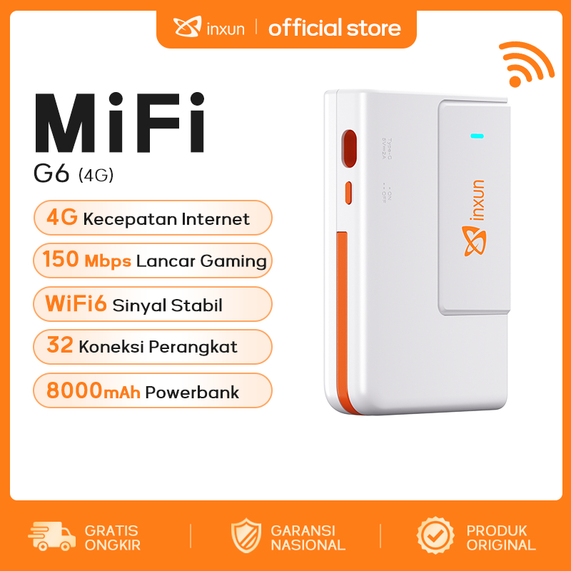 XINXUN G6 MIFI PORTABLE WITH POWERBANK 8000 MAH 4G LTE WIFI6 WIFI ROUTER WIRELESS BONUS SIMCARD TELK