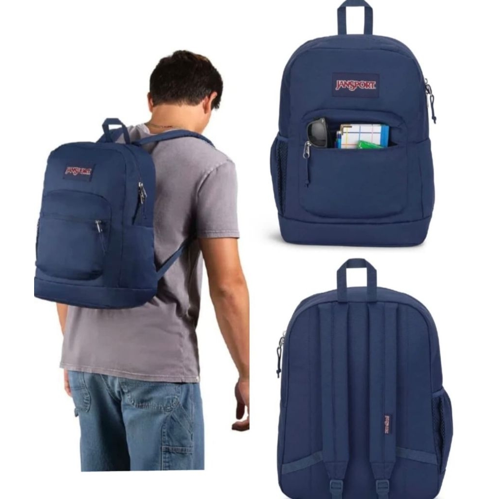 Tas Ransel sekolah kuliah kerja biru navy Jansport