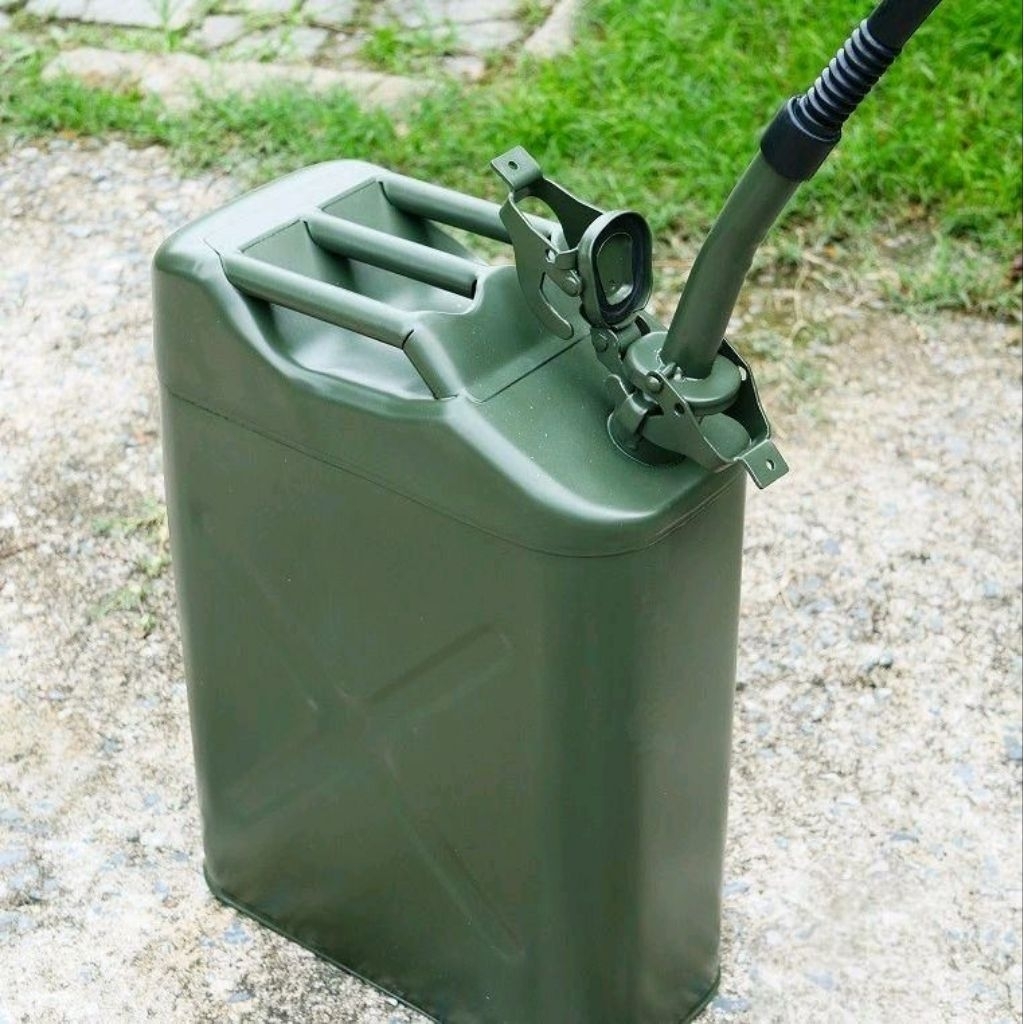 Jerigen Besi 20 Liter + Corong - Model Tutup Klip - Jerigen Offroad