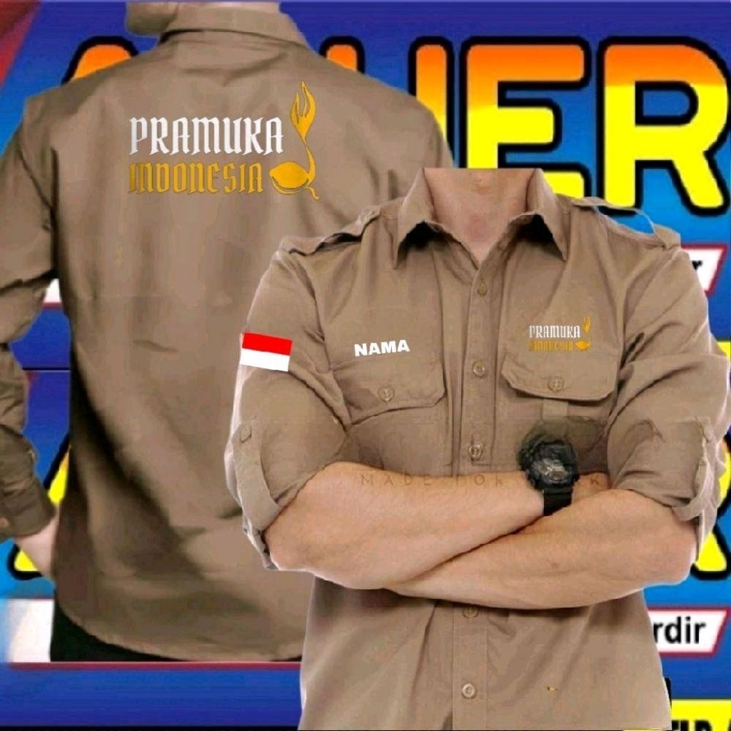 ready stok warna coklat kemeja Pramuka Indonesia baju Pramuka Indonesia seragam Pramuka Indonesia pd
