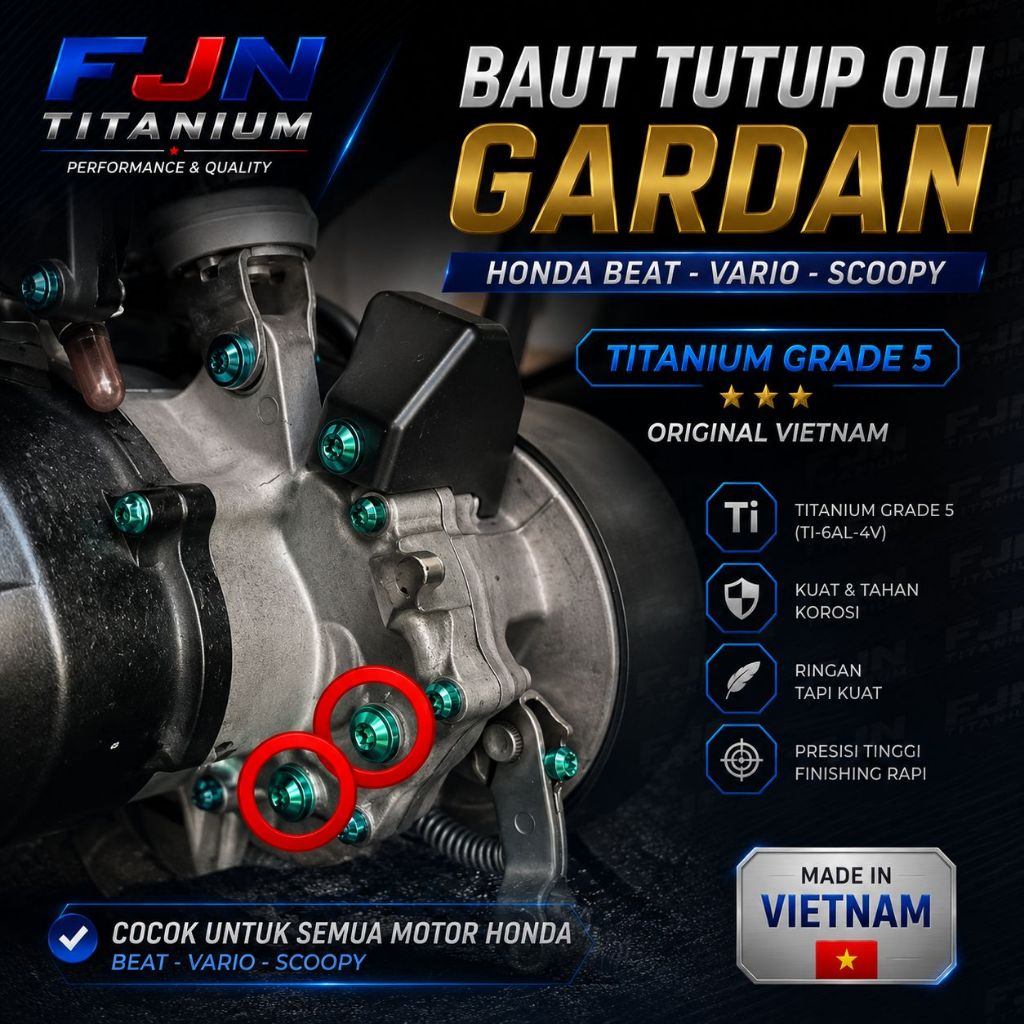 BAUT TUTUP OLI GARDAN HONDA BEAT VARIO SCOOPY TITANIUM GRADE 5 ORI VIETNAM