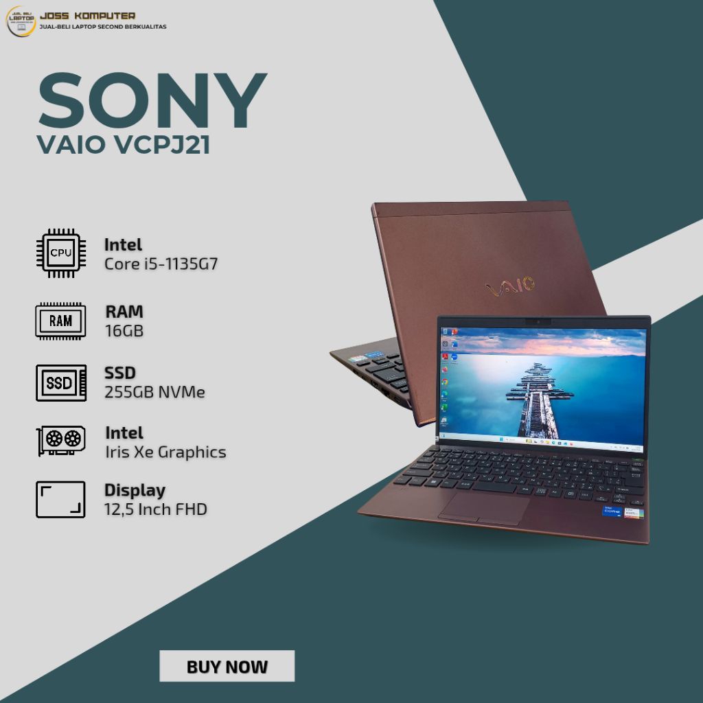 SONY VAIO VCPJ21 INTEL CORE I5-1135G7/ RAM 16GB/ SSD 256GB NVMe/ 12,5" FHD