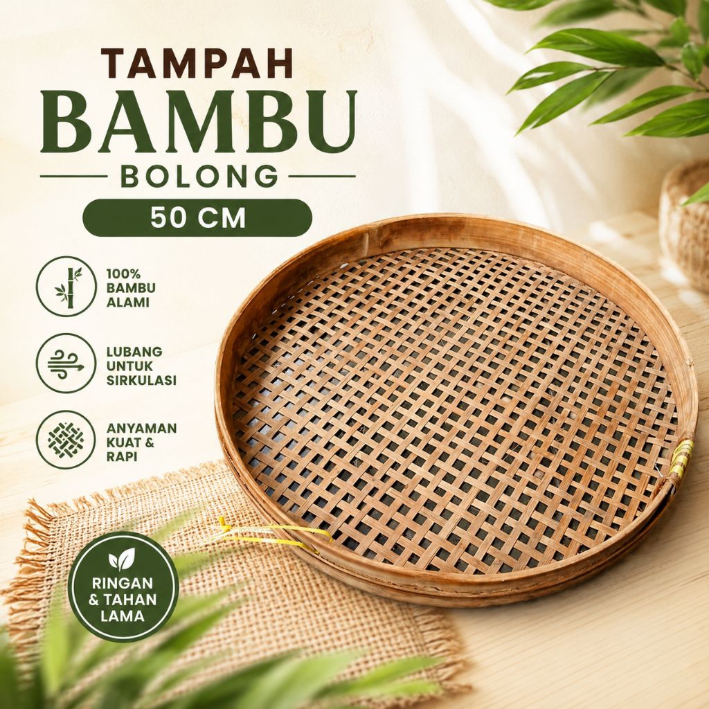 Tampah bambu bolong 50 cm tampah bambu arang besar anyaman jarang tampah bambu tempat peniris makana