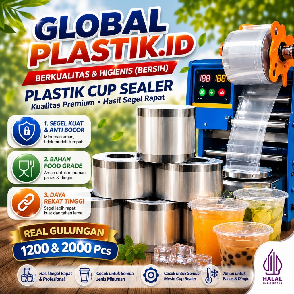 001 POLOS PLASTIK LID CUP SEALER FOOD GRADE ANTI BOCOR ROLL SEALER GELAS MINUMAN BOBA KOPI SUSU ES