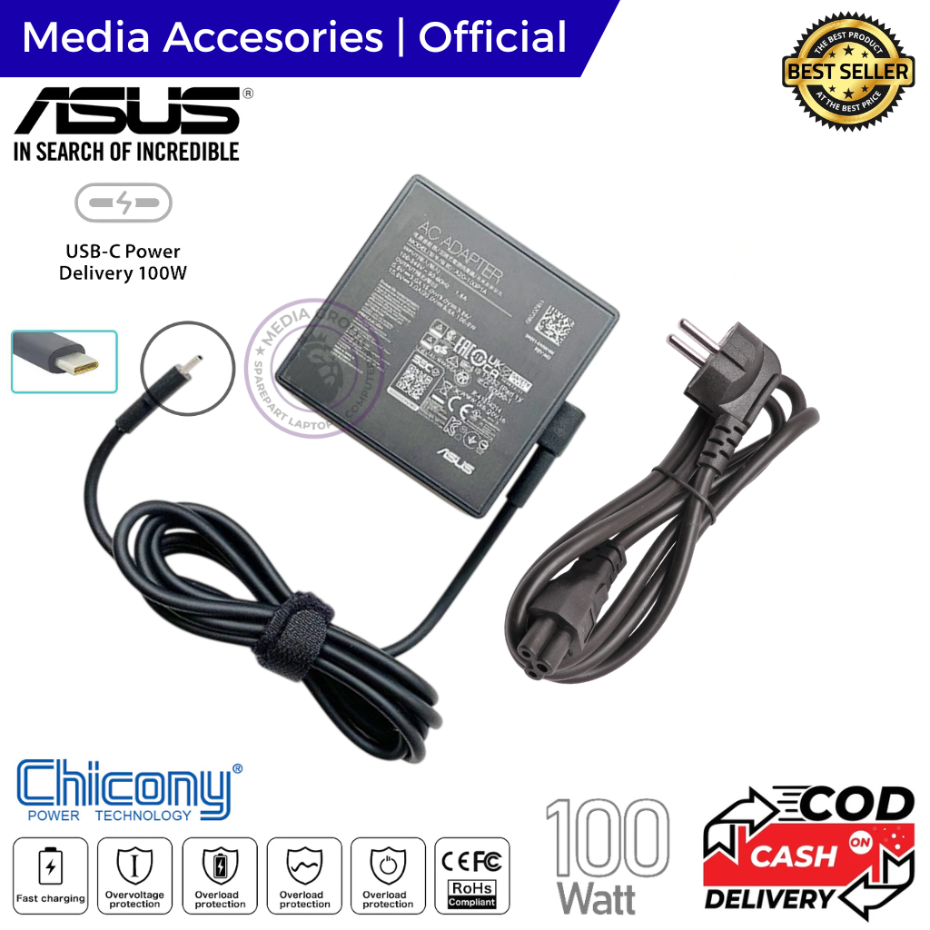 Adaptor Charger Asus Flow X13 GV301 Z13 GZ301 Strix G15 G513 G17 G713  ROG Strix SCAR 15 G533 Zephyr