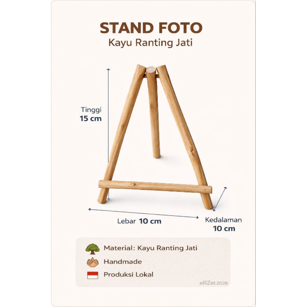 Stand Foto Kayu Ranting Jati Estetik | Handmade Macrame Dekorasi Rumah & Kado Unik