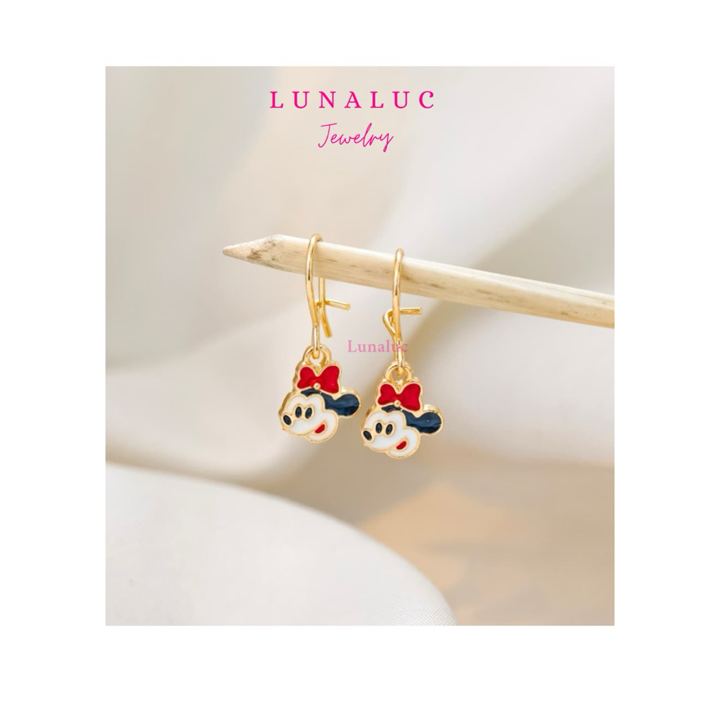 Lunaluc Anting Anak Titanium Mickey Merah Anting Desi Titanium Anak