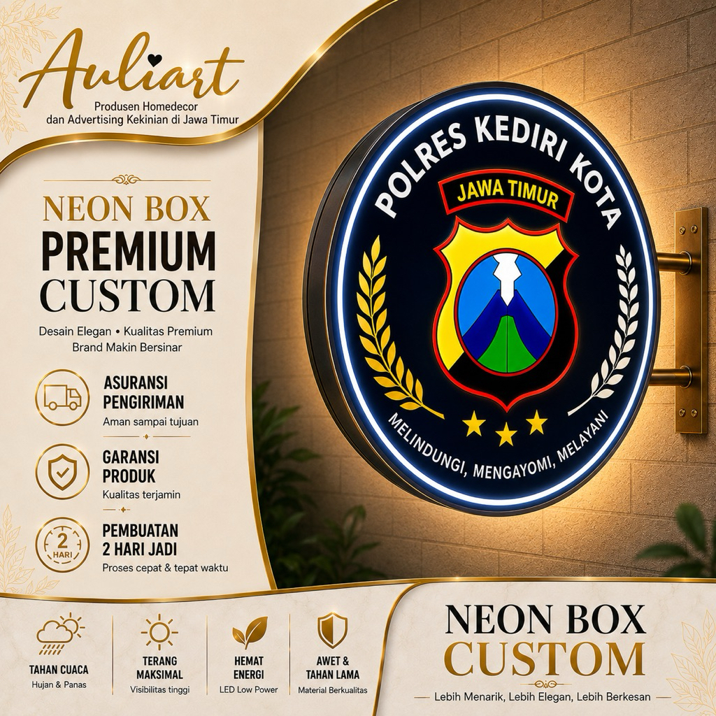 Neon Box Outdoor Indoor LED Bulat Custom Tulisan/Logo Neon Box Indoor Outdoor  – Signage Cafe, Toko,
