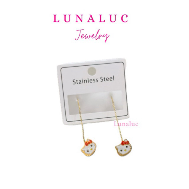 Lunaluc Anting Titanium Anak Hello Kitty Panjang Gold Silver