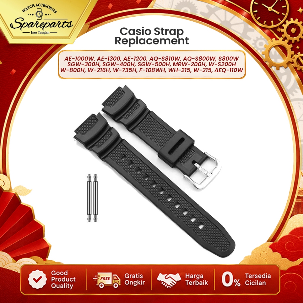 Rubber Strap Tali Karet Jam Tangan Casio AE-1000W AE1000 AE-1200 AE1200 AQ-S810W AQ-S800W S800W