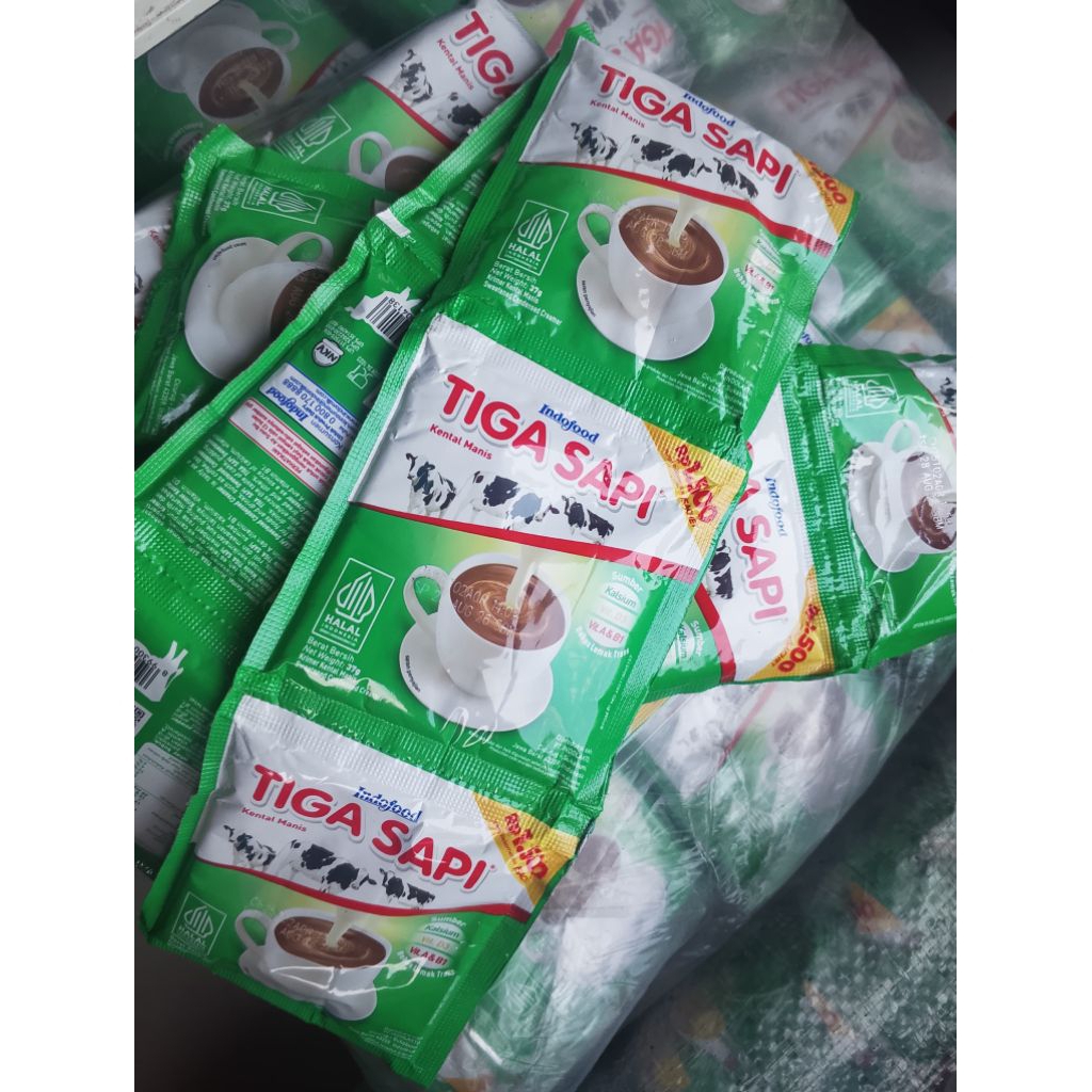 Promo 2 renteng (12 sachet) SKM Susu kental manis tiga sapi - SKM tiga sapi exp date agustus