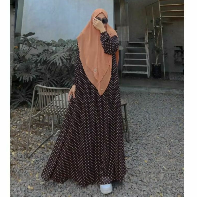 GAMIS POLKA SERIES BY ZAFEETRI (GAMIS SAJA) // GAMIS SYARI CERUTTY MOTIF POLKA