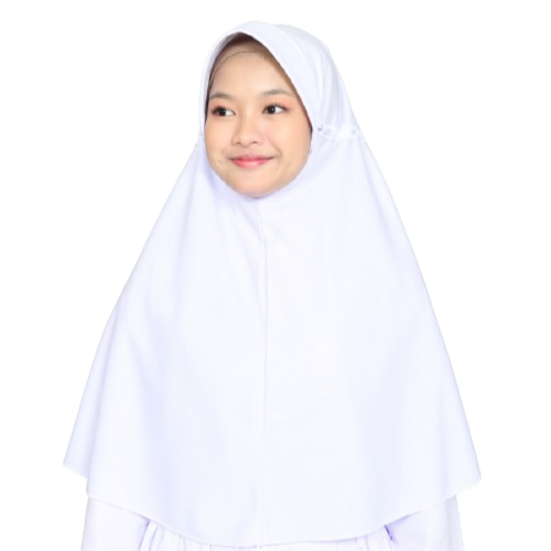 Jilbab Hijab Kerudung Bergo Instant Putih Hitam Coklat Polos SD SMP SMA Ukuran S sampai L