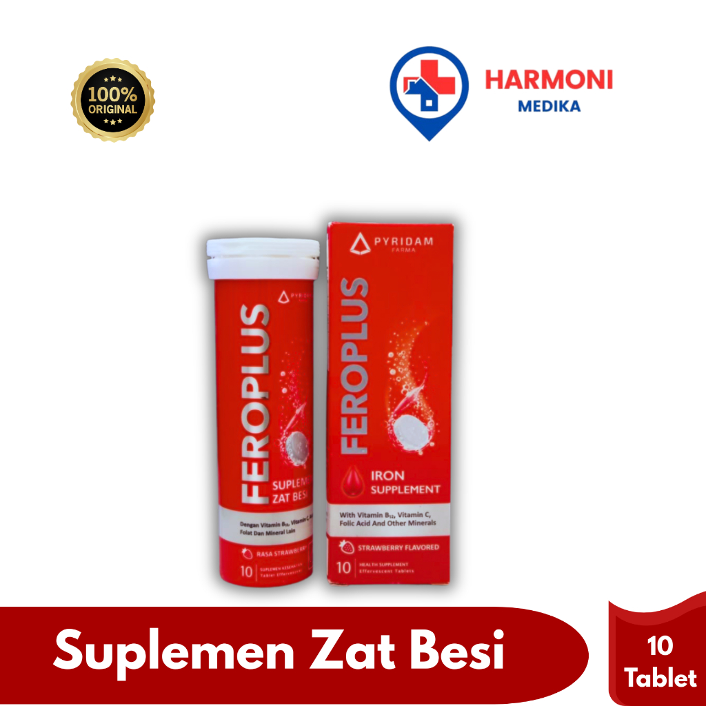 Effervescent Feroplus Rasa Strawberry | Suplemen Zat Besi | 10 Tablet