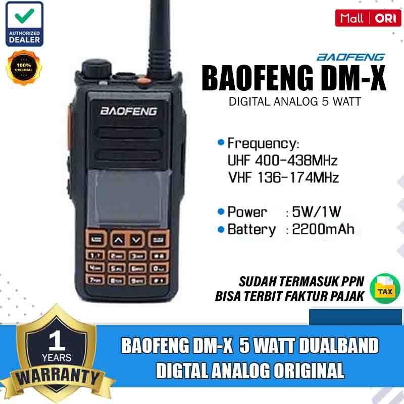 BAOFENG DM-X Dualband DMR 5 Watt Radio HT Digital Analog Baofeng Dm X 5W Original Garansi