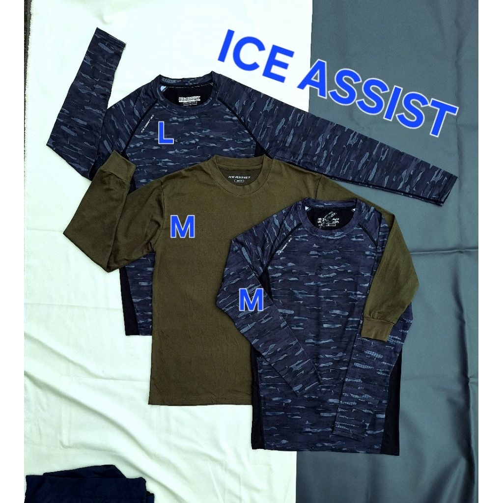 Baju Kaos Lengan Panjang ICE ASSIST Baselayer Olahraga Outdoor Sport Camo Army Trail Running Hiking 
