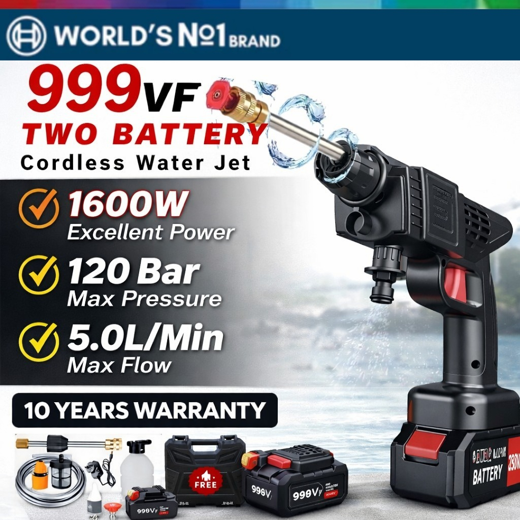 999VF Jet Cleaner Tanpa Kabel Semprotan Air Tekanan Tinggi | Water Jet Portable Baterai | Mesin Cuci
