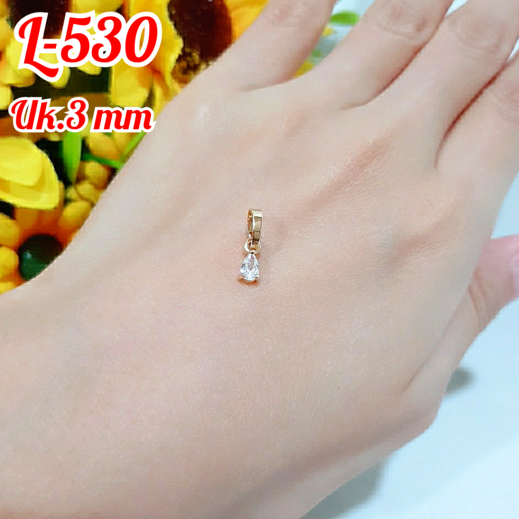 Liontin Motif Batu Permata satu Zircon Perhiasan Charm/Bandul Kalung Tanpa Rantai /L-27