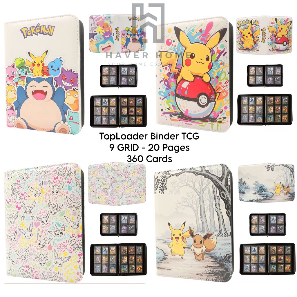 Binder Toploader PU Leather Isi Binder Photocard 360 Kantong Pokemon Card Binder Kulit PU 9 Pocket B