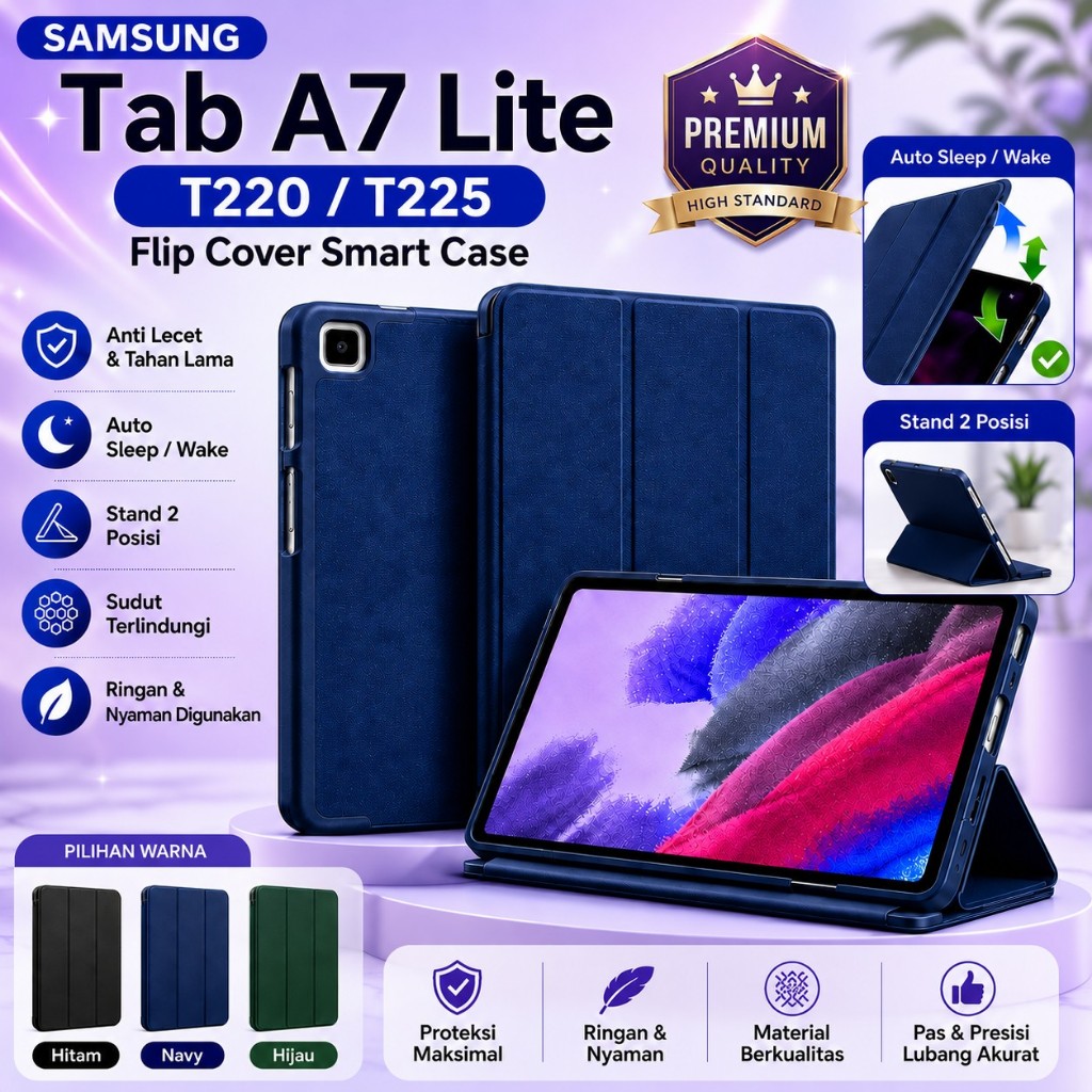 Case Samsung Tab A7 Lite T225 Flip Smart Cover Samsung Tab A7 Lite 8.7 2021 T220 Casing Leather
