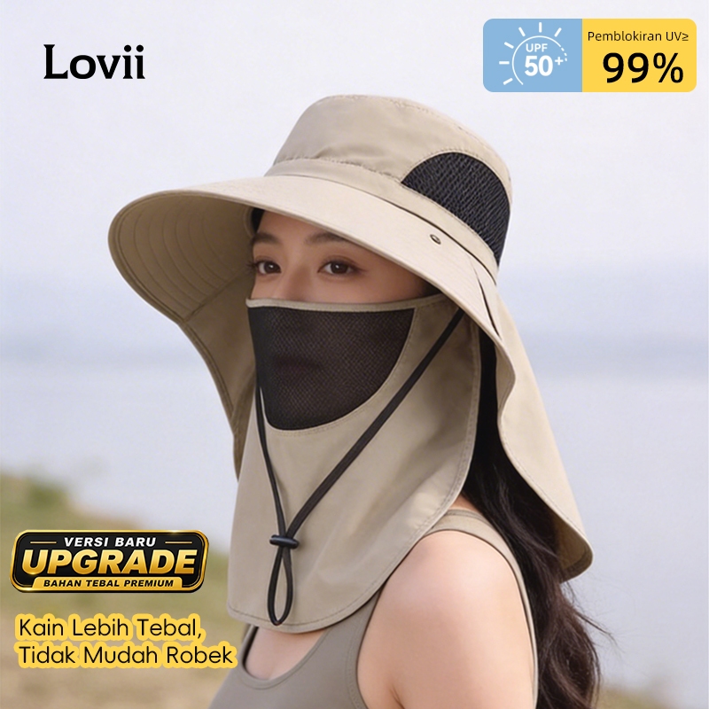 LOVII Topi Pancing Anti UV Masker Pelindung Poliester  Multiwarna Baru Topi Gunung  Anti-UV Bernapas