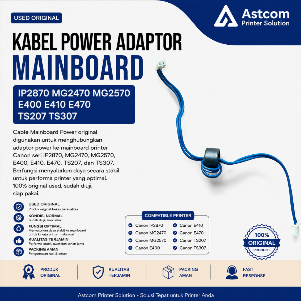 Kabel Power Adaptor Mainboard Canon IP2870 MG2470 MG2570 E400 E410 E470 TS207 TS307 Cable Mainboard 