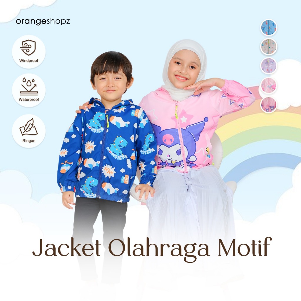 Jaket Parasut Motif Anak Davina Printed Ripstop Waterproof