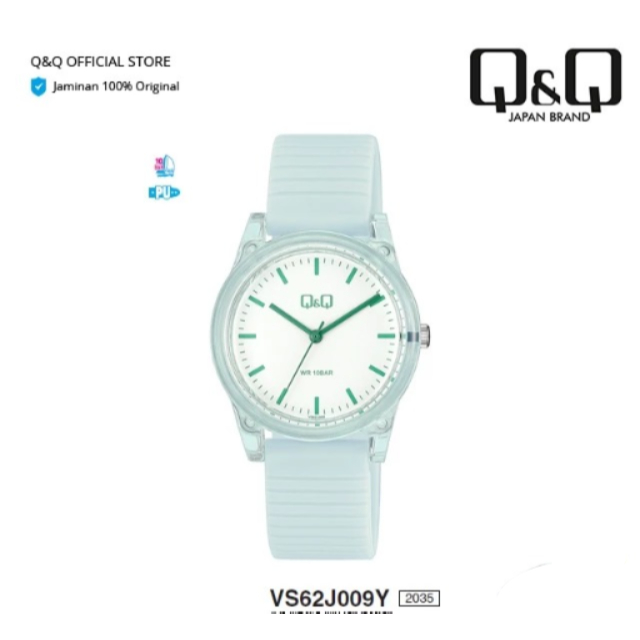 Jam Tangan Q&Q VS62 Original Pria Analog Rubber Tali Karet Cowok QQ Water Resist Watch
