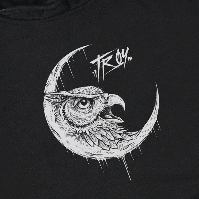 Troy Company Hoodie Black Lunar Eye - Hoodie Pria Hitam KHD 3639