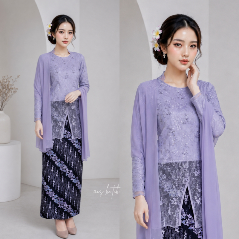 PALING MURAH - SET KEBAYA DIANA 1 MAXY PREMIUM MATERIAL//KEBAYA TUNIK MODERN MODEL BELAHAN DEPAN PLU