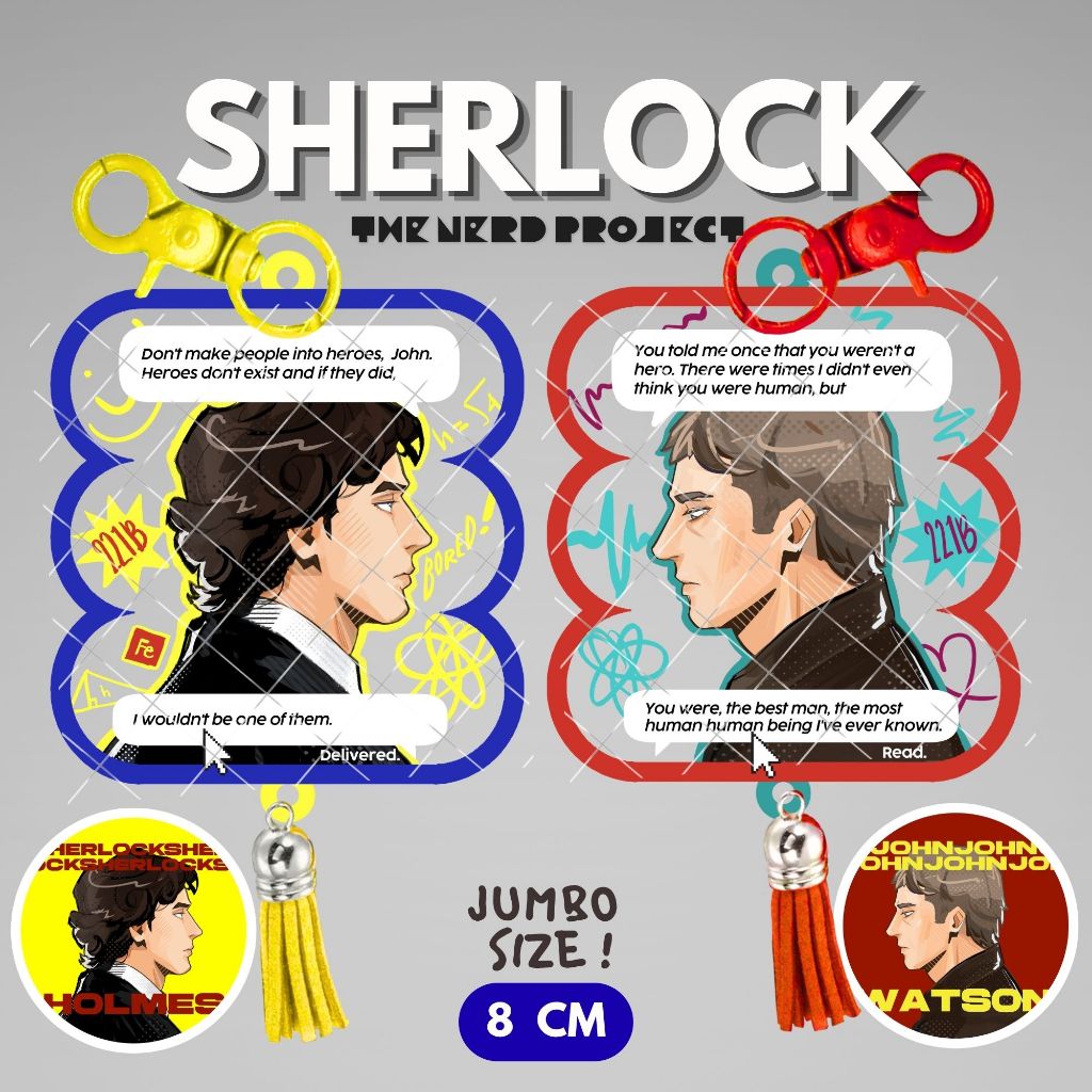 [BBC SHERLOCK] Sherlock Holmes & John Watson JUMBO Premium keychains + pins ~~~   // ganci akrilik b