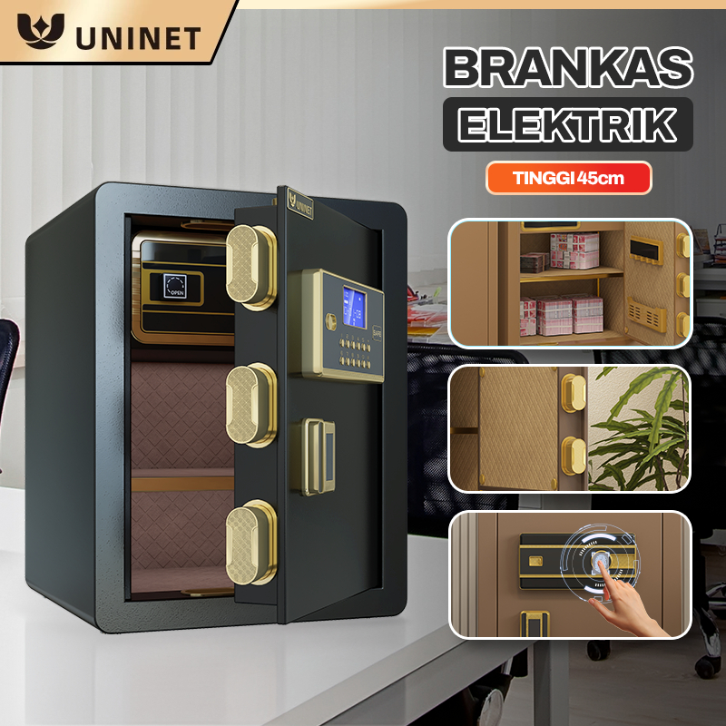 Uninet Brankas Uang Brankas Besar Elektrik Ukuran 45cm-80CM Includer Pin dan Fingerprint