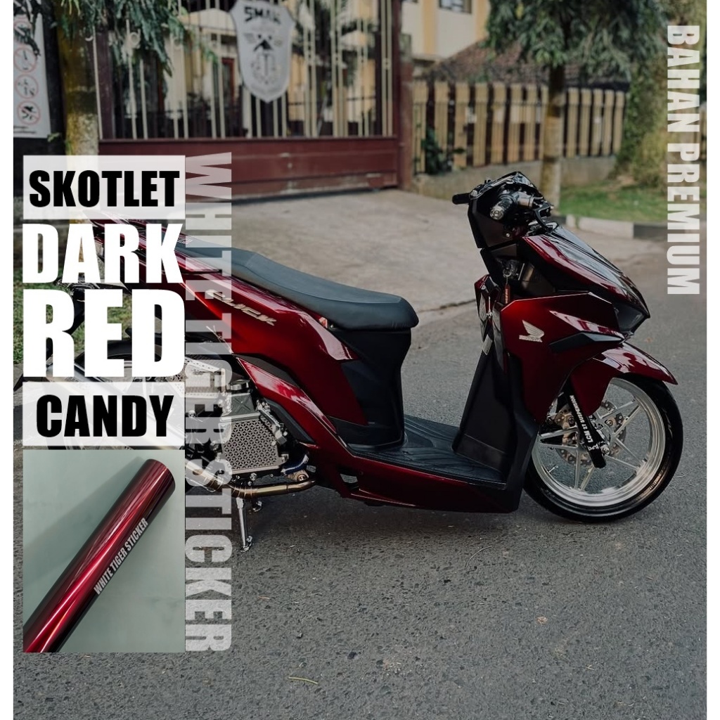 SKOTLET STIKER MOTOR DARK RED METALIK CANDY SKOTLET MERAH TUA METALIK CANDY SCOTLITE DARK RED CANDY