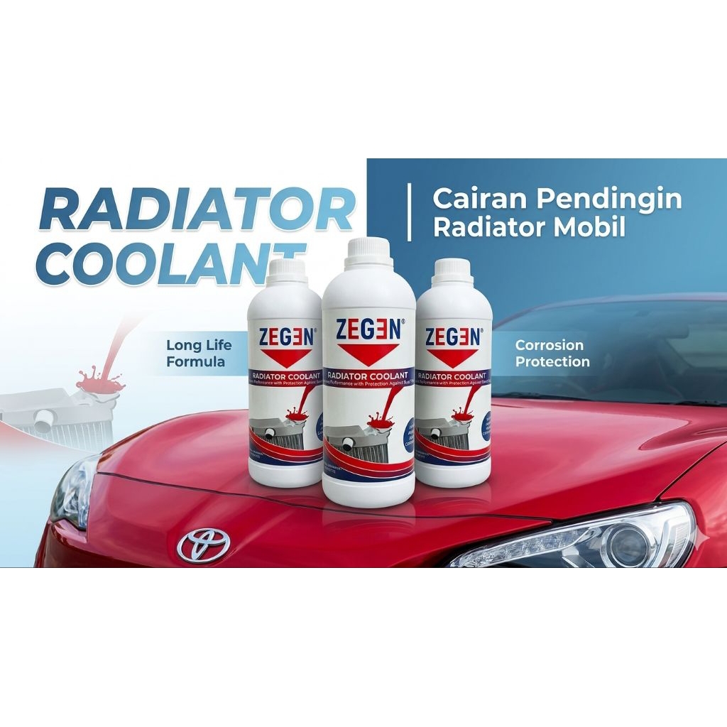 Zegen Radiator Collant | Cairan Pendingin Coolant Merah 1 L