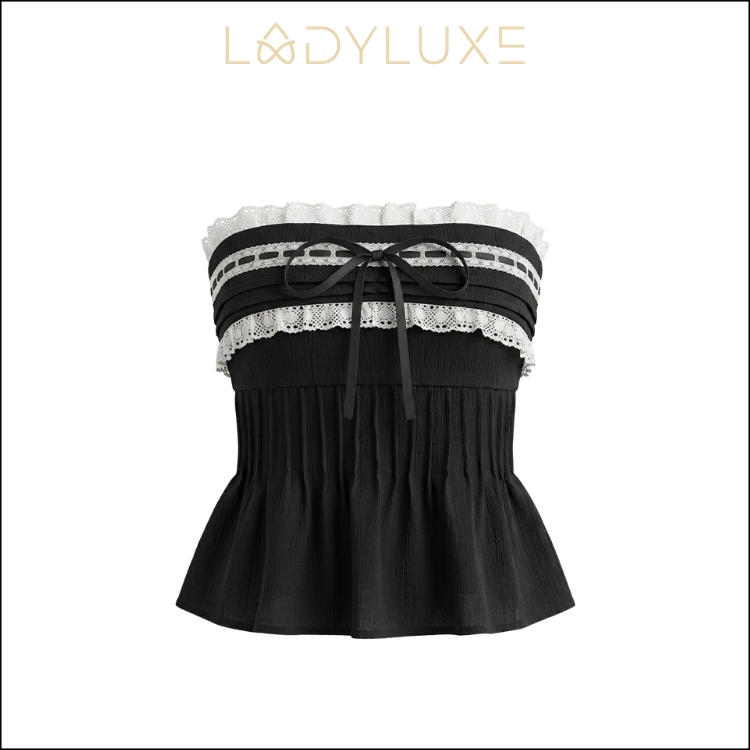 Ladyluxe - Br183 Tanktop | Tube Top Wanita Renda Pita Lace Crop Top Tanktop Coquette Korean Style Vi
