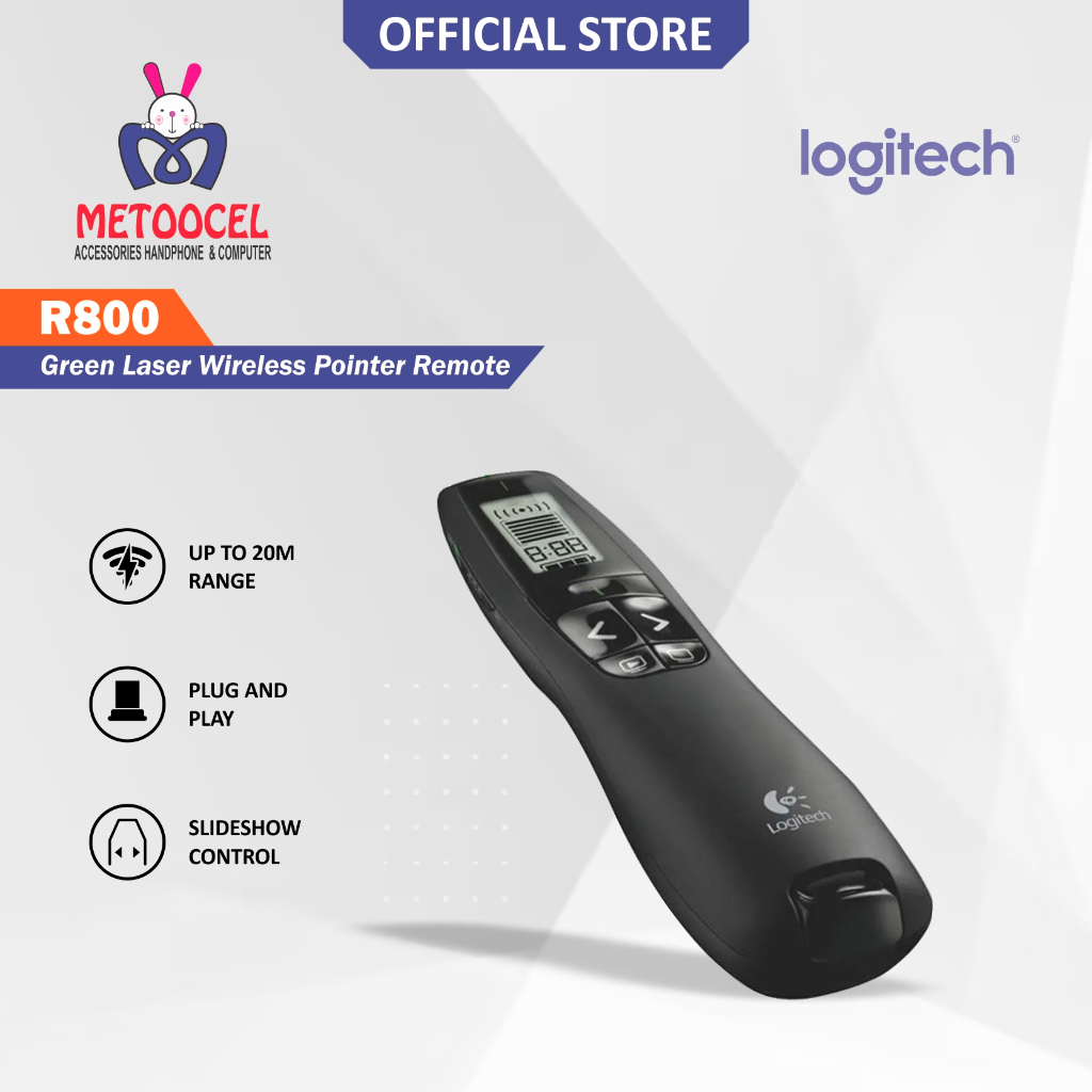 Logitech R800 Remote Pointer Presenter Wireless Laser Hijau