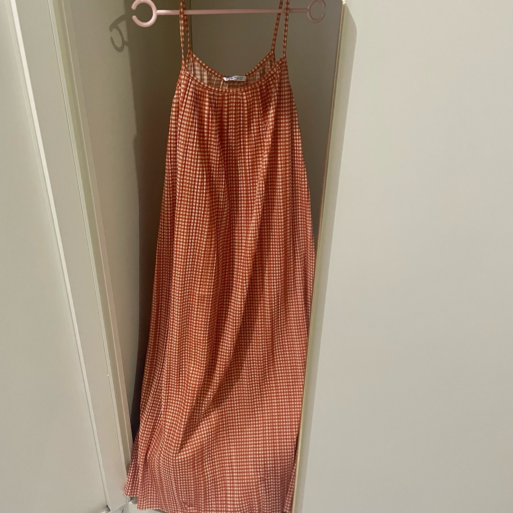 Zara Pleated Plaid Dress