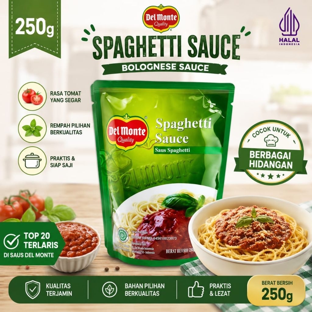 DelMonte Spageti Sauce 250g Original | Saus Pasta Bolognese