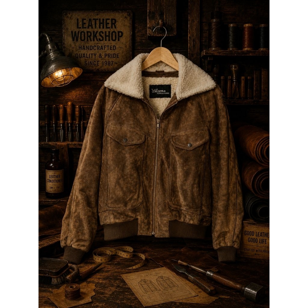 bomber vintage Sherpa leather bomber trucker vintage