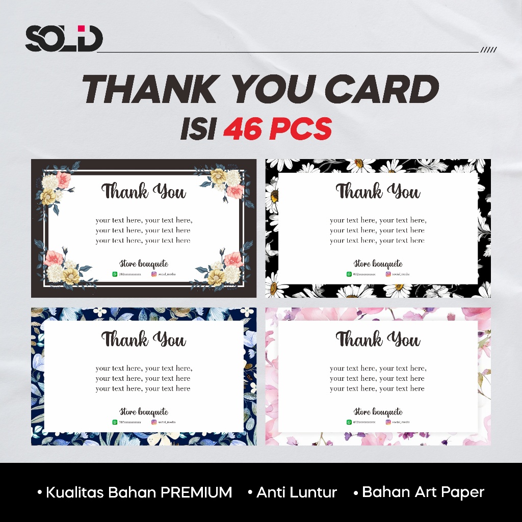Thank You Card  | Thank You Card Sehari Jadi | Thank you card murah